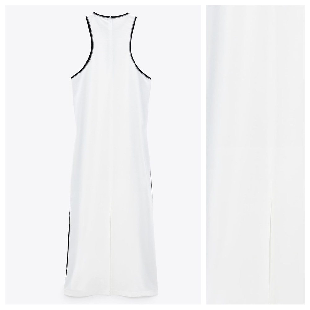 NWT. Zara White/Black Midi Dress with Side Stripes. Size M. - Picture 4 of 8
